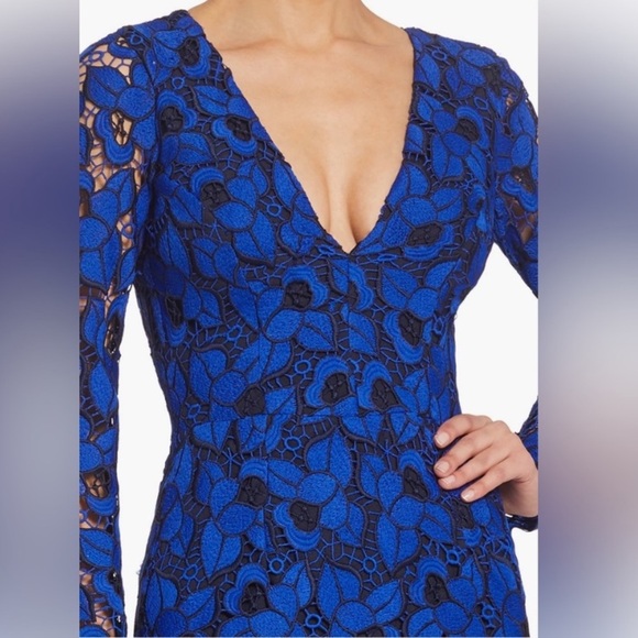 Dress the Population Blue Rose Lace Dress L - Picture 4 of 13